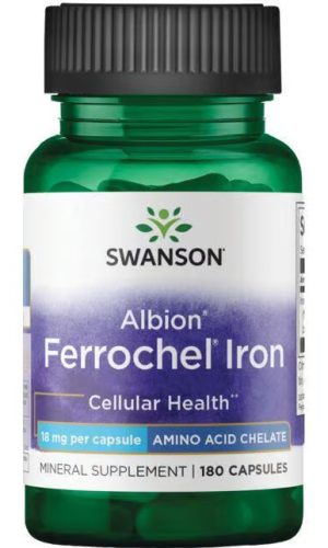 Swanson Ferrochel Iron 18mg 180 kapszula vas-biszglicinát-kelát
