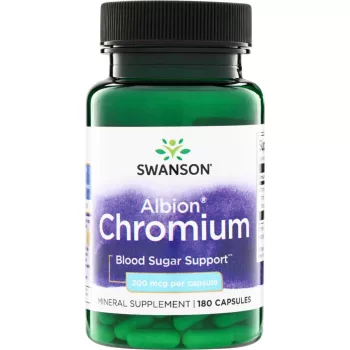   Swanson Albion® Chromium 200mcg 180 kapszula Króm-nikotinát-glicinát-kelát