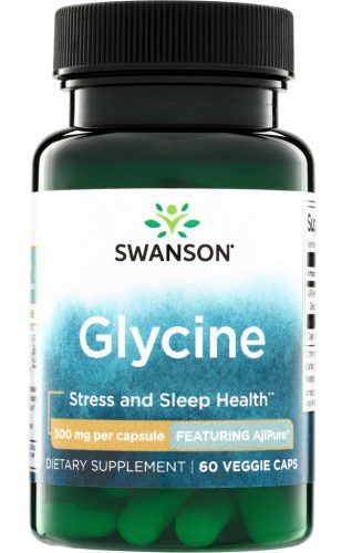 Swanson Glicin 500mg 60 kapszula AjiPure gyógyszer minőségű glicin