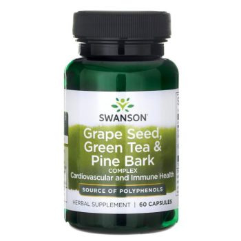   Swanson Grape Seed, Green Tea&Pine Bark (Szőlőmag, zöld tea+fenyőkéreg) 60 kapsz