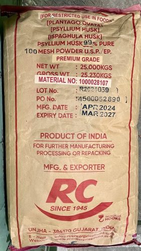 Útifű maghéj por 99% pure 100 MESH 25kg Premium Grade, lédig