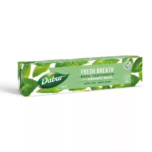 Dabur Fresh Breath Basil fogkrém 100ml fluormentes, organikus