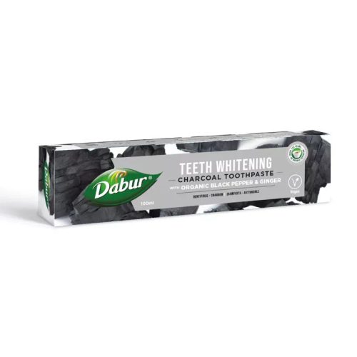 Dabur Teeth Whitening Charcoal fogkrém 100ml fluormentes, organikus