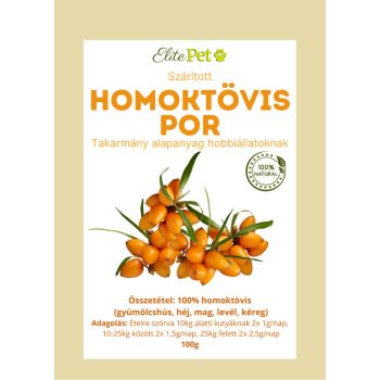   Elite Pet Homoktövis por 100g 100% (gyümölcshús, héj, mag, levél, kéreg)