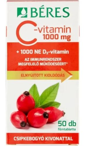 Béres C-vitamin 1000 mg Retard 50db filmtabletta csipkebogyó+D3