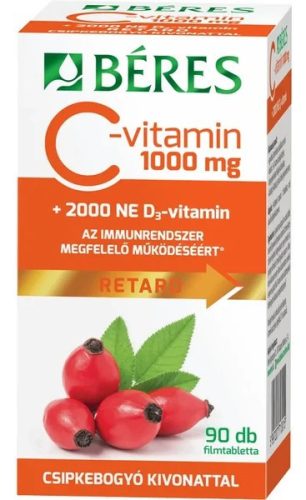 Béres C-vitamin 1000 mg Retard 90db filmtabletta csipkebogyó+D3