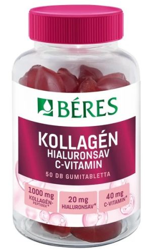 Béres Kollagén, Hialuronsav, C-vitamin 50db cukormentes gumitabletta