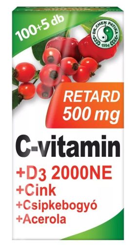 Dr. Chen C-vitamin 500mg + D3 + Cink + Csipkebogyó + Acerola 105db Retard tabl.