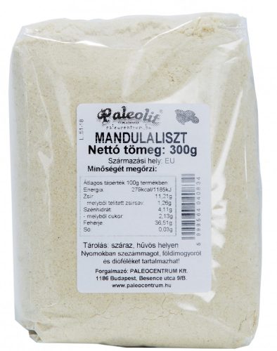 Paleolit Mandulaliszt zsírtalan 300g BOPP (préselvényből)