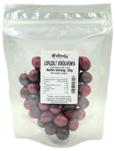 Paleolit Liofilizált vörös áfonya 20g szemek Cranberries freeze-dried
