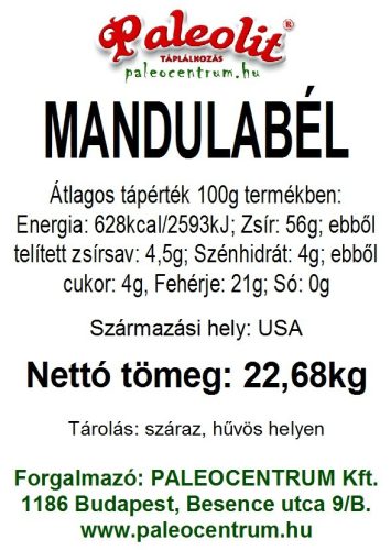 Paleolit Mandulabél natúr 22,68kg 23/25 lédig