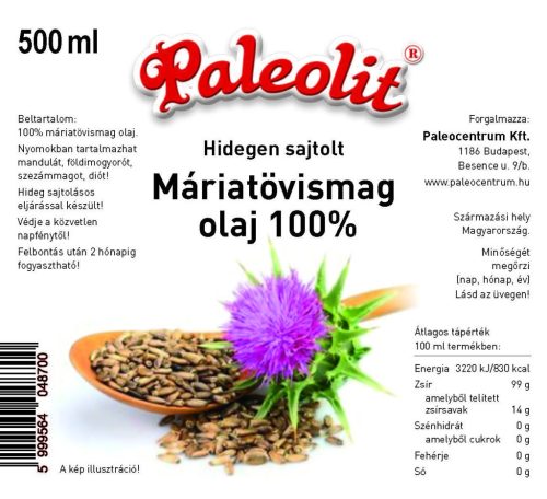 Paleolit Máriatövismag olaj 100% 500ml hidegen sajtolt (Silybum marianum)