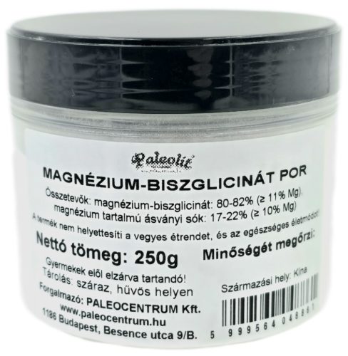 Paleolit Magnézium-biszglicinát por 250g Magnesium Bisglycinate Powder tégelyben