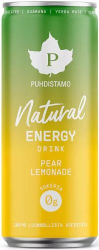 Puhdistamo Natural energy 330ml körte- limonádé ízű természetes energiaital DRS