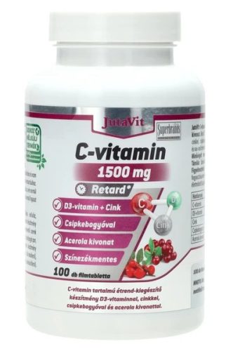 JutaVit C-Vitamin 1500mg + csipkebogyó + Acerola + D3 + Cink 100db filmtabletta