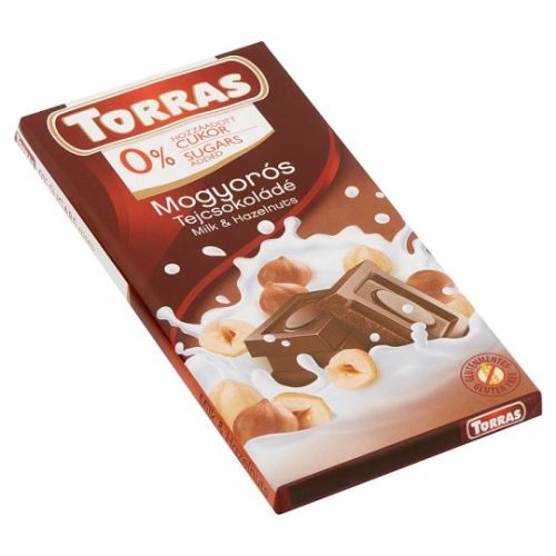 Torras Mogyorós tejcsokoládé hozzáadott cukor nélkül (gluténmentes) 75 g