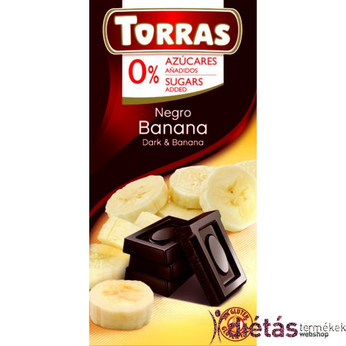Torras Banános vegán étcsokoládé hozzáadott cukor nélkül (gluténmentes) 75 g