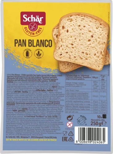 Schár Pan Blanco gluténmentes szeletelt kenyér 250  g