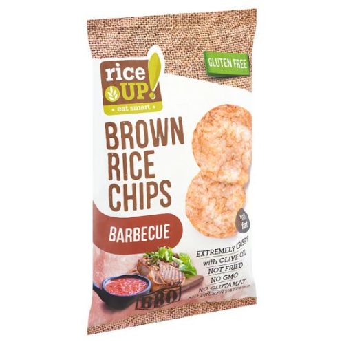 Rice Up! Eat Smart teljes kiőrlésű barna rizs chips barbecue ízesítéssel 60 g