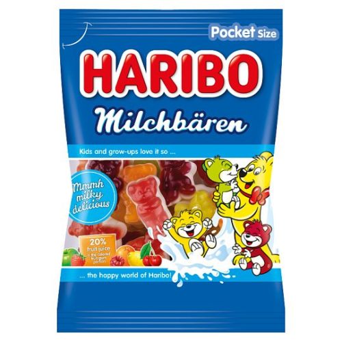 Haribo Milchbären gyümölcsízű gumicukorka sovány tejporral és gyümölcslével 85 g