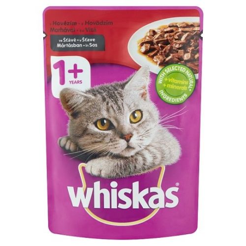 Whiskas teljes értékű nedves eledel felnőtt macskáknak marhával mártásban 100 g