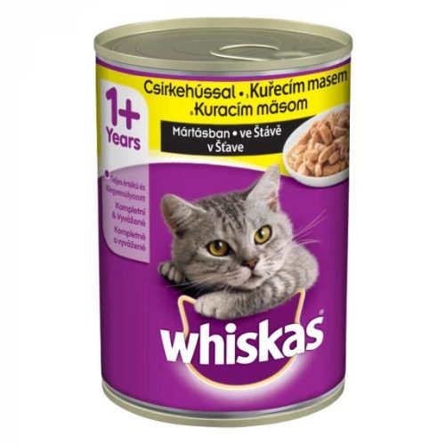 Whiskas konzerv csirkehússal mártásban felnőtt macskák számára 400 g