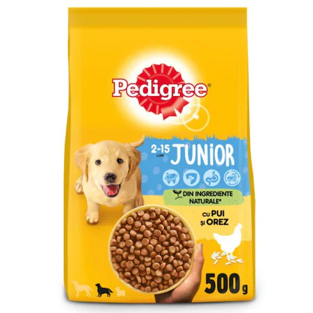 Pedigree teljes értékű kutyaeledel, száraztáp junior kutyák számára baromfival 500 g