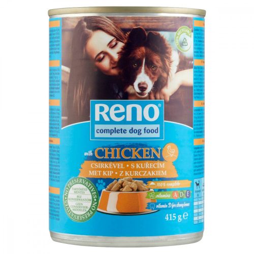 Reno konzerv teljes értékű kutyaeledel felnőtt kutyák számára csirkével 415 g