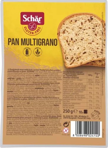 Schár Pan Multigrano gluténmentes többmagvas szeletelt kenyér 250 g