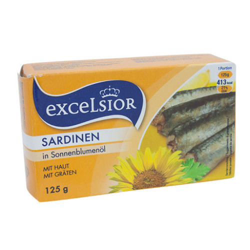 Excelsior Szardínia Növ.olajban 125 gr.