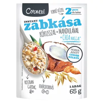   Cornexi kókuszos mandulás zabkása chia maggal, édesítőszerrel, hozzáadott cukor nélkül 55 g