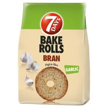   7DAYS Bake Rolls BRAN fokhagymás és korpás kétszersült 80 g