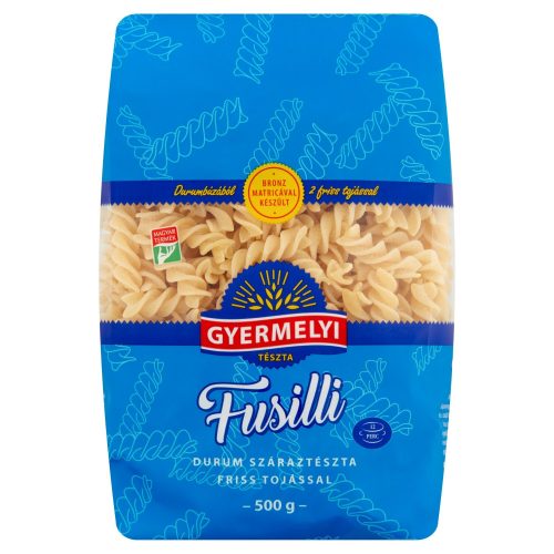 Gyermelyi 2 tojásos durum száraztészta 500 g Fusilli