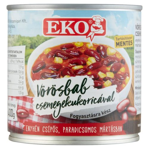 Eko vörösbab csemegekukoricával enyhén csípős, paradicsomos mártásban 400 g