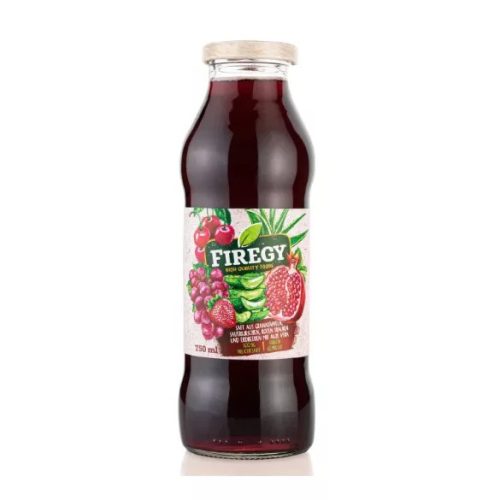 Firegy Ganat 100%-os gránátalmalé meggy, vörös szőlő, eper, aloe vera darabokkal 750 ml